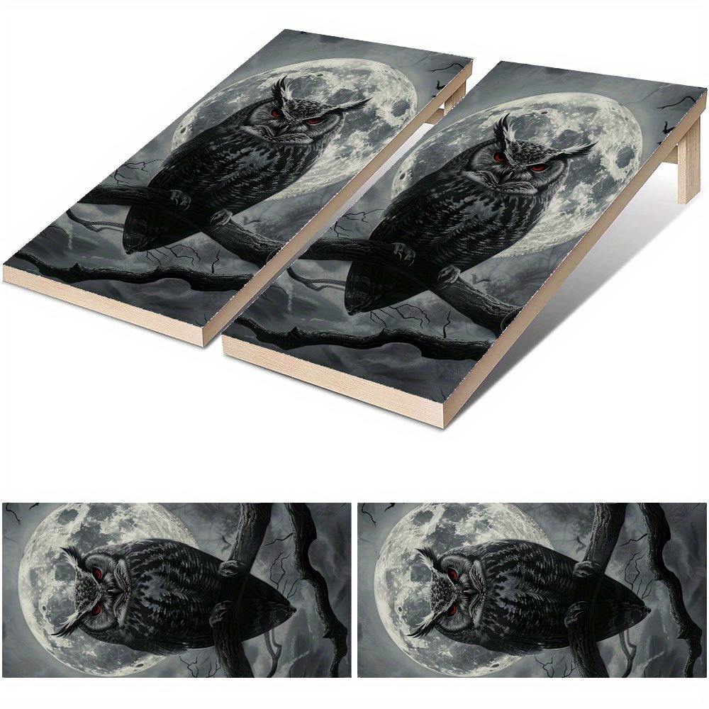 Board Game Film - Moonlit Owl Shadow Wasserdichte Cornhole-Brett-Vinylfolien, PVC-Spielbrett-Design