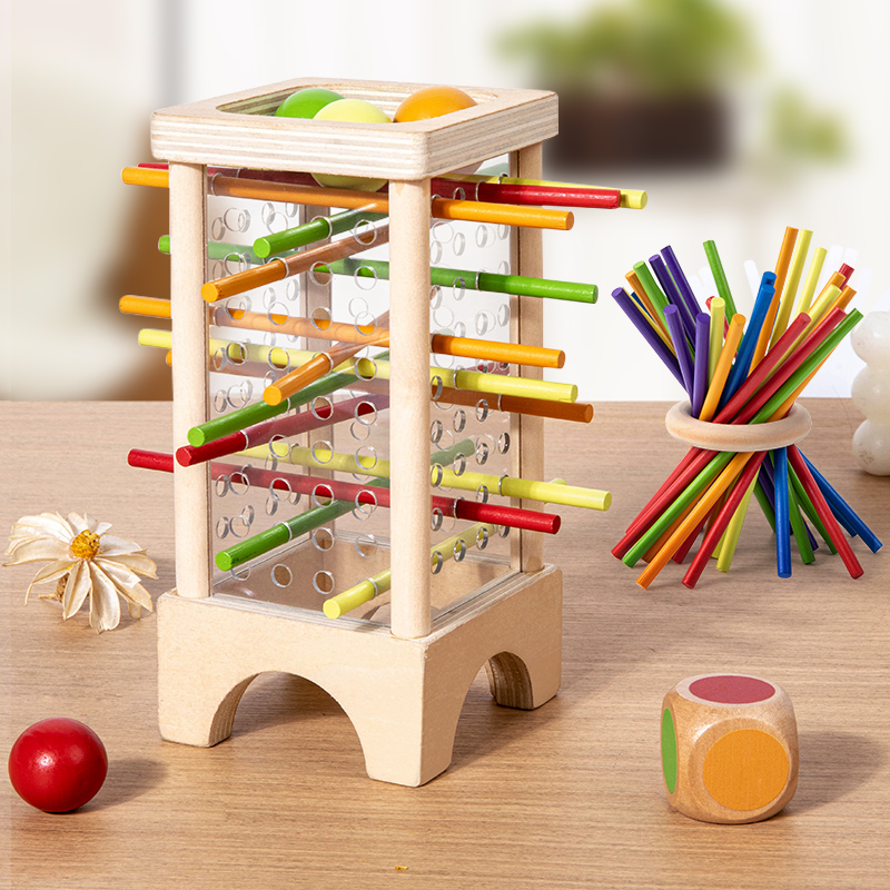 Board Game Recommendation - Holzstab Brettspiel Eltern-Kind-Interaktion Montessori Holzspielzeug, 4-seitiges