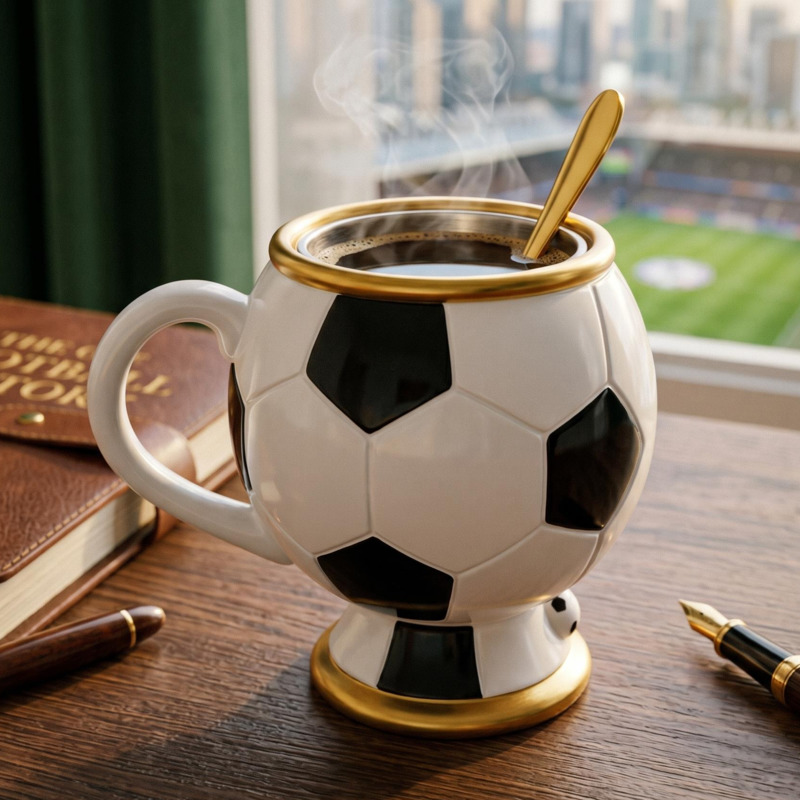 Board Game Football - Fußball-Kaffeetasse aus Kunstharz und Edelstahl, Dekorative