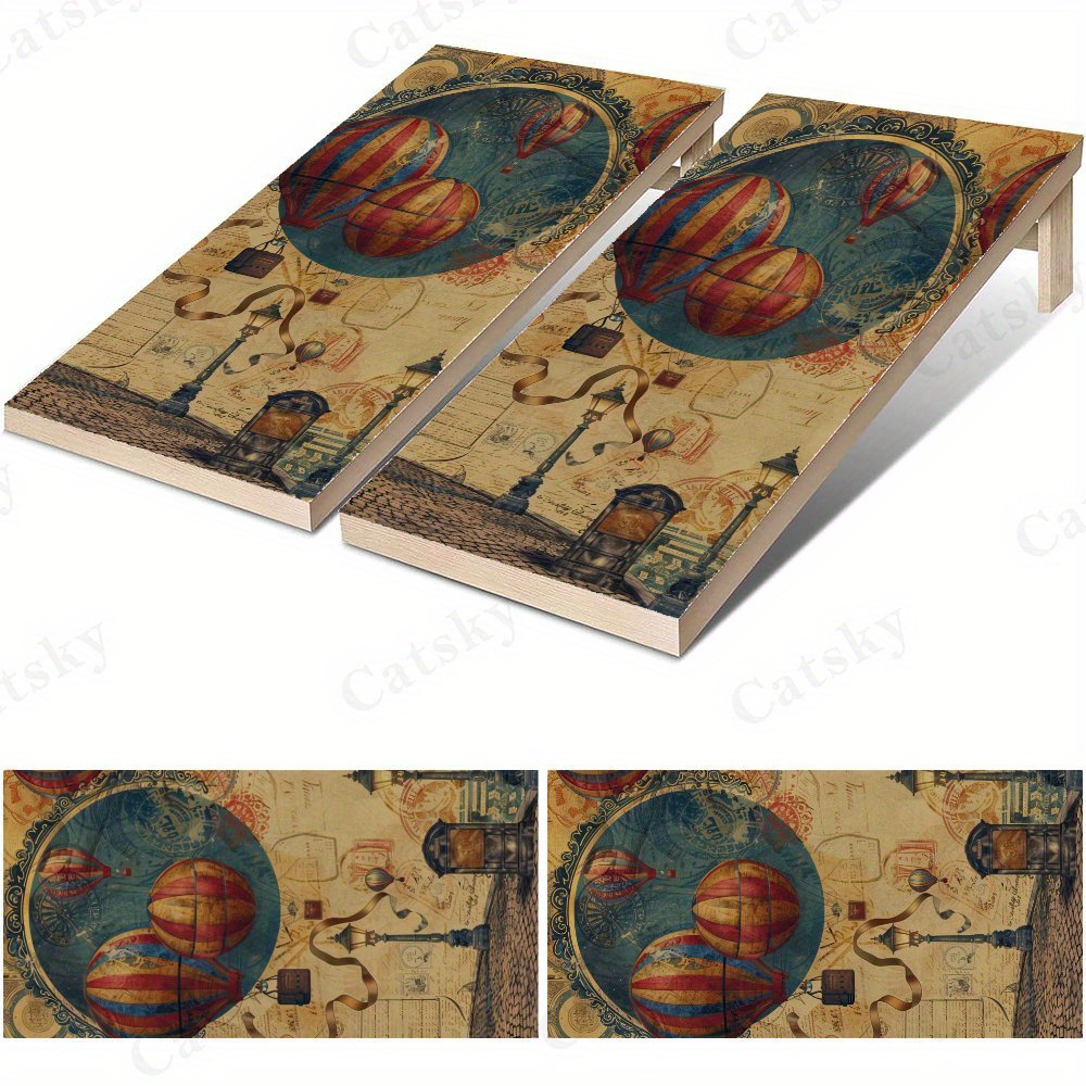 Board Game Film - Heißluftballon im Steampunk-Stil, wasserdichtes Cornhole-Board, Vinylfolien,